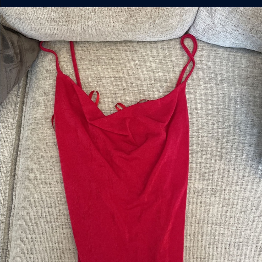Red strap dress